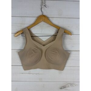 Evelyn & Bobbie Defy Bra Mesh Bralette Womens XL Beige Wireless Seamless EB Core
